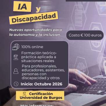 Curso de la Universidad de Burgos: IA y Discapacidad. Con certificación internacional